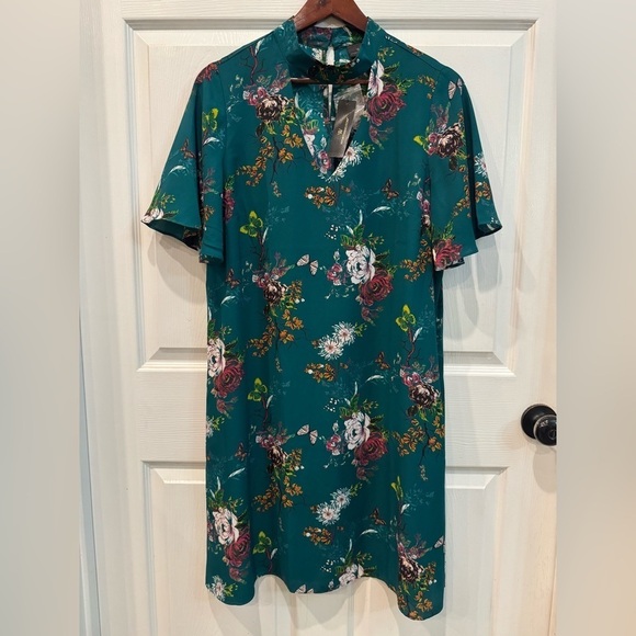 Worthington Dresses & Skirts - NWT Worthington Dress Emerald Green Floral A-Line Shift Dress w Pockets Size 14
